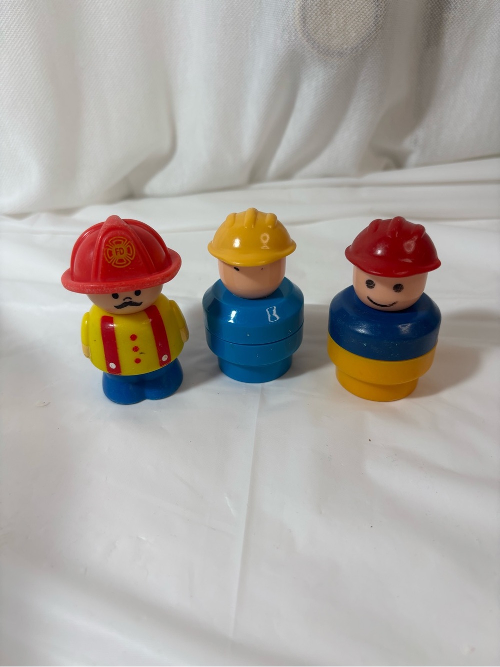 Classic vintage Fisher-price Little People Rescue Figures - Red, Yellow, Blue